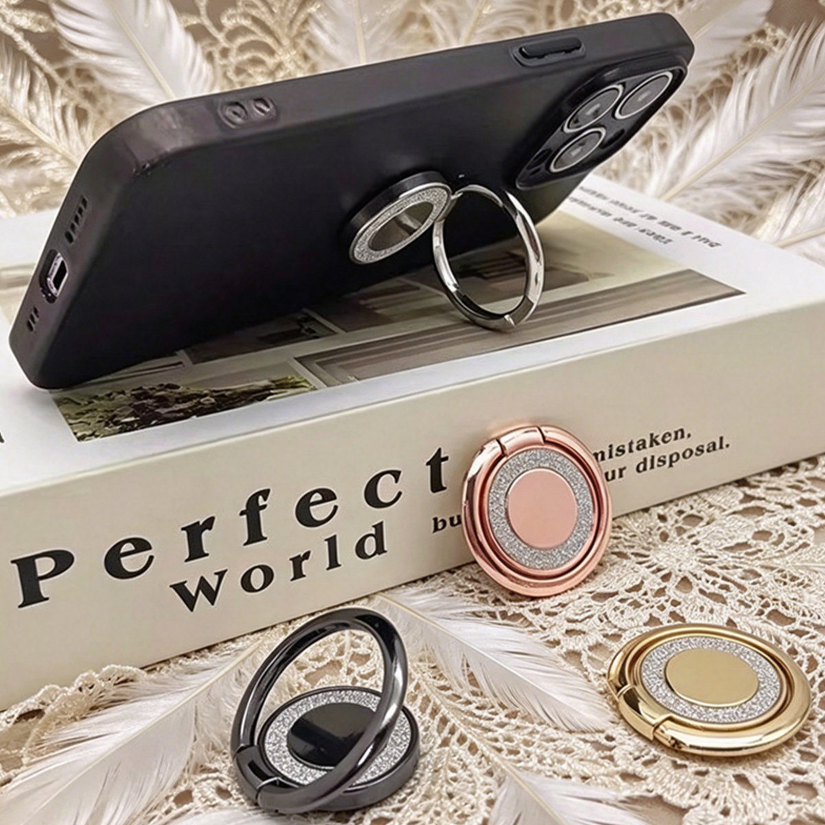 Tablet Phone Accessories - Universal Glitter Phone Ring Holder 360