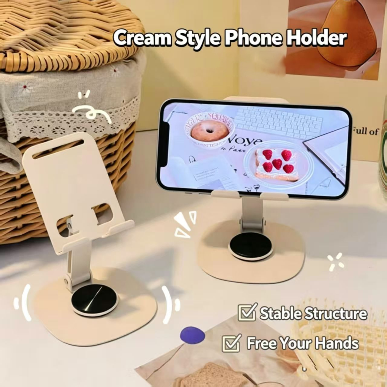 Cream Style Carbon Steel Porta - Tablet Stand Adjustable review and price