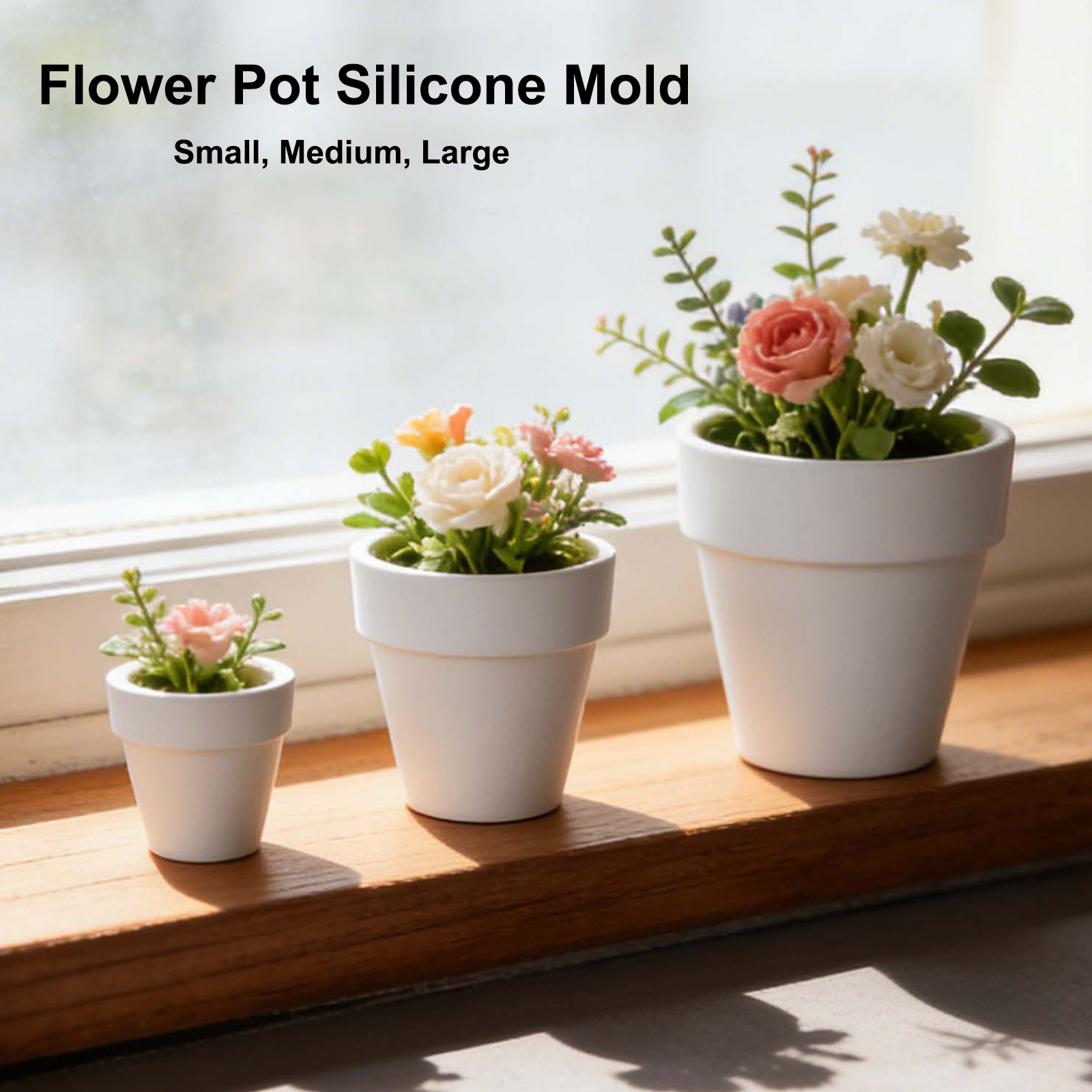 Flower Pot Silicone Molds, 3Pc - Case With Pencil Holder review and price